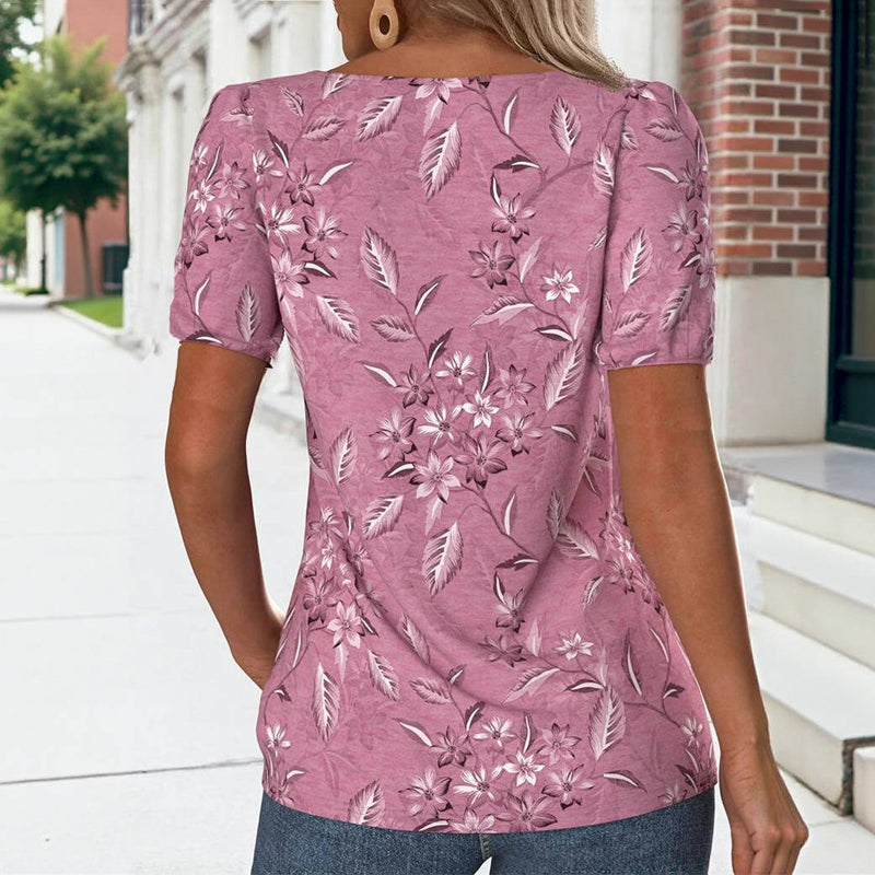 Vintage T-Shirt Med Blommigt Tryck – Lena & Monica