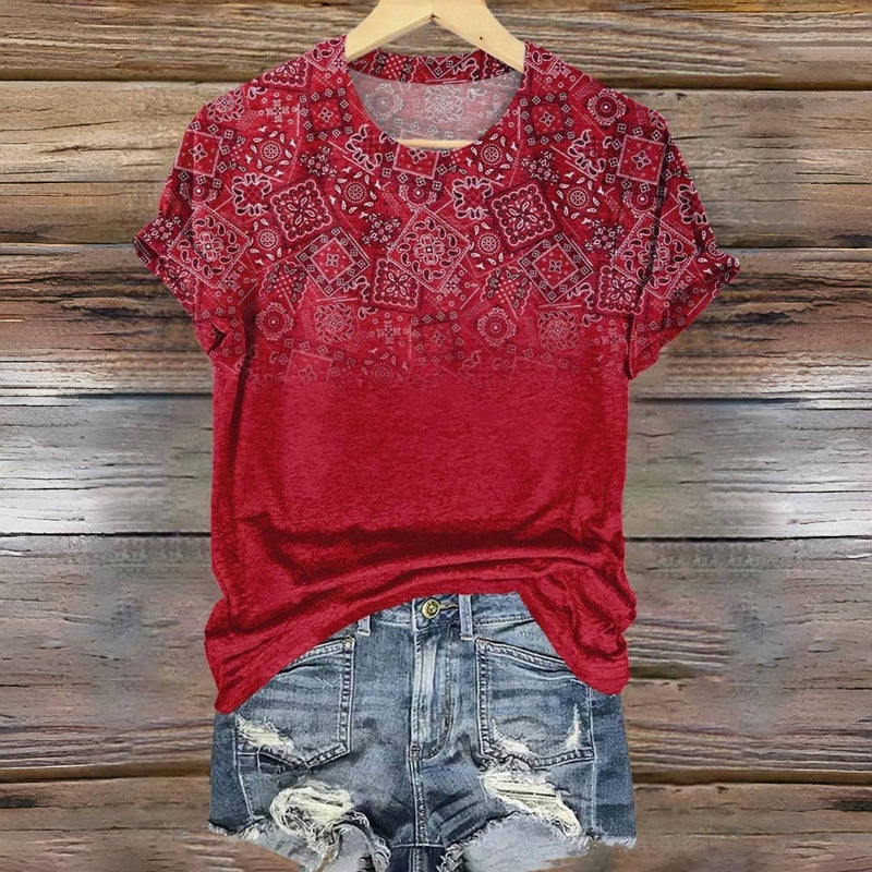 Vintage T-Shirt Med Etniskt Tryck – Lena & Monica