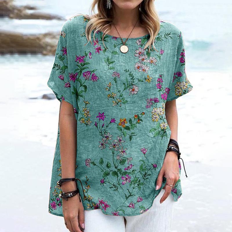 Vintage T-Shirt Med Blommigt Tryck – Lena & Monica