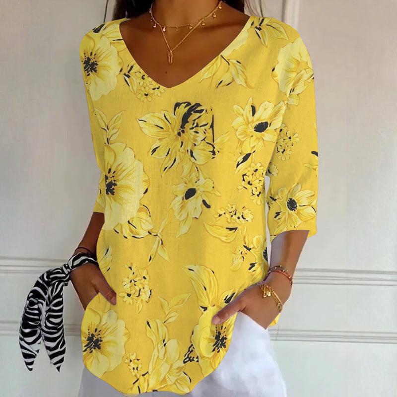 Vintage T-Shirt Med Blommigt Tryck – Lena & Monica