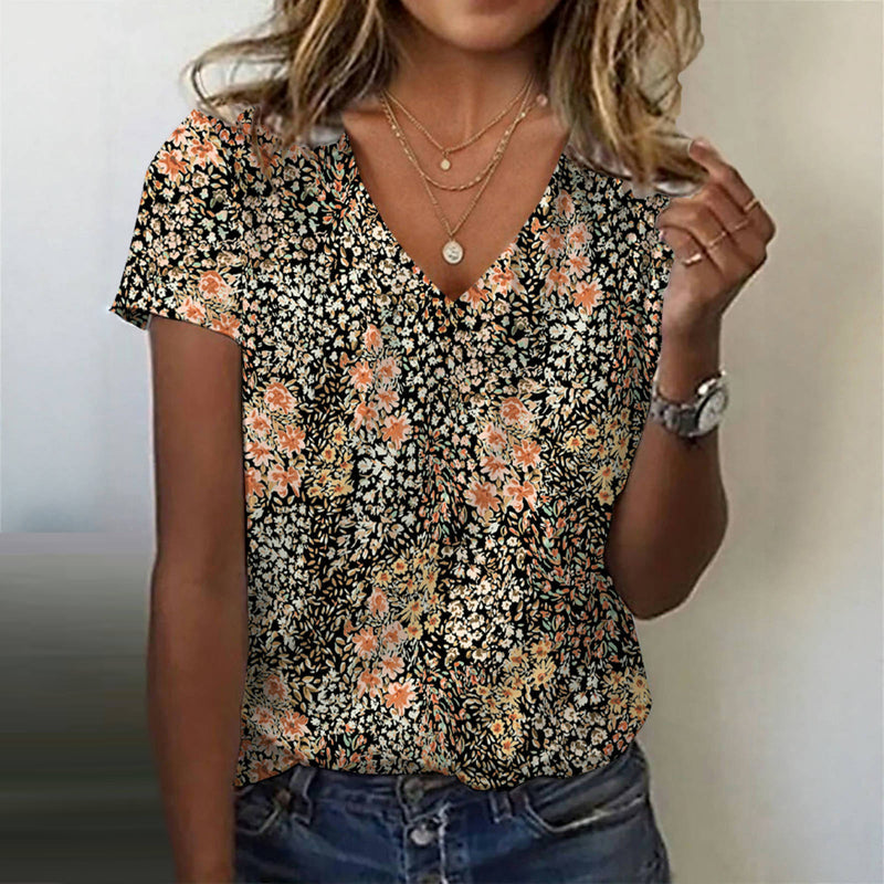 Vintage T-Shirt Med Blommigt Tryck – Lena & Monica