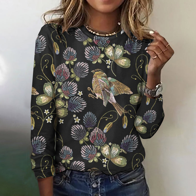 Vintage T-Shirt Med Blommigt Tryck – Lena & Monica