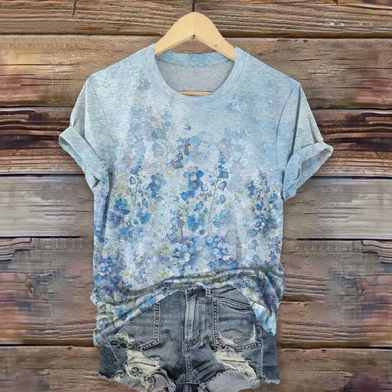 Vintage T-Shirt Med Blommigt Tryck – Lena & Monica