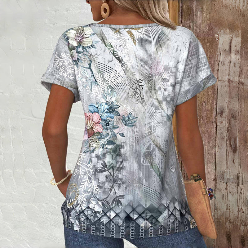 Vintage T-Shirt Med Blommigt Tryck – Lena & Monica