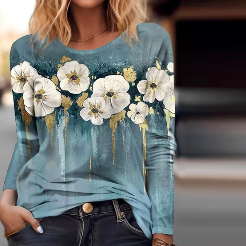 Vintage T-Shirt Med Blommigt Tryck – Lena & Monica
