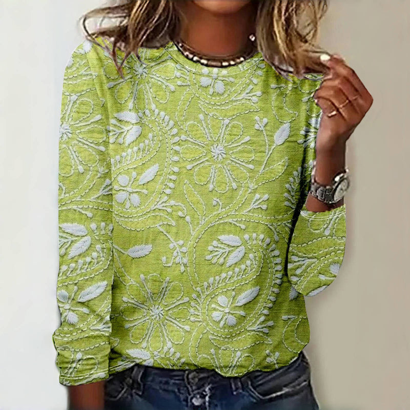 Vintage T-Shirt Med Blommigt Tryck – Lena & Monica