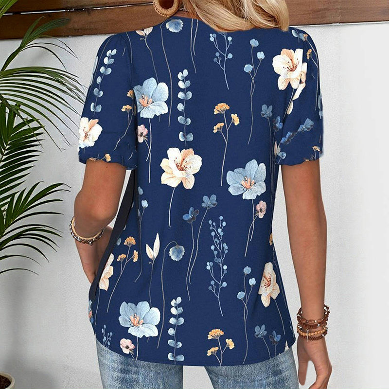 Vintage T-Shirt Med Blommigt Tryck – Lena & Monica