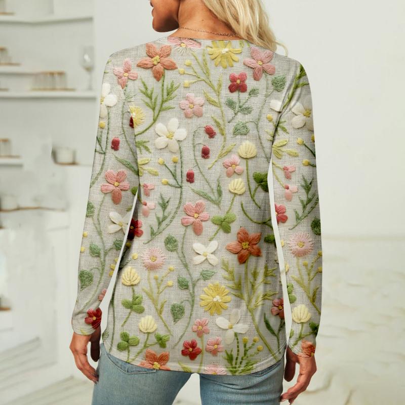 Vintage T-Shirt Med Blommigt Tryck – Lena & Monica