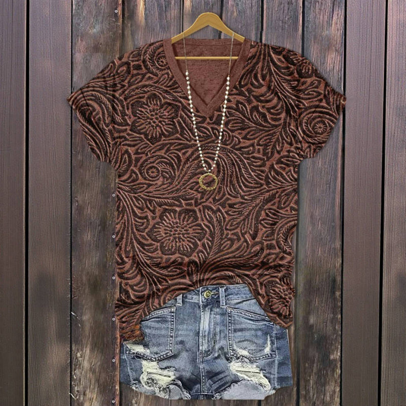 Vintage T-Shirt Med Blommigt Tryck – Lena & Monica