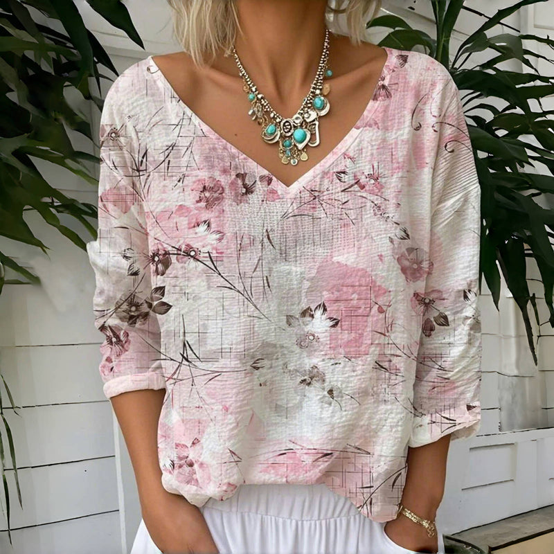 Vintage T-Shirt Med Blommigt Tryck – Lena & Monica