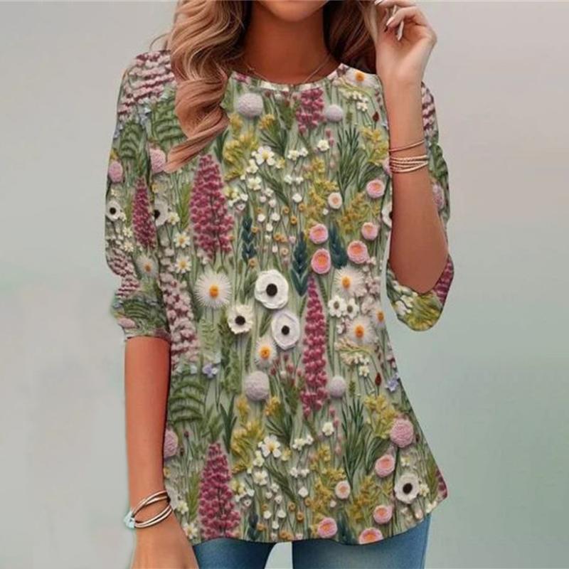 Vintage T-Shirt Med Blommigt Tryck – Lena & Monica