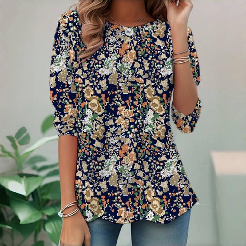 Vintage T-Shirt Med Blommigt Tryck – Lena & Monica