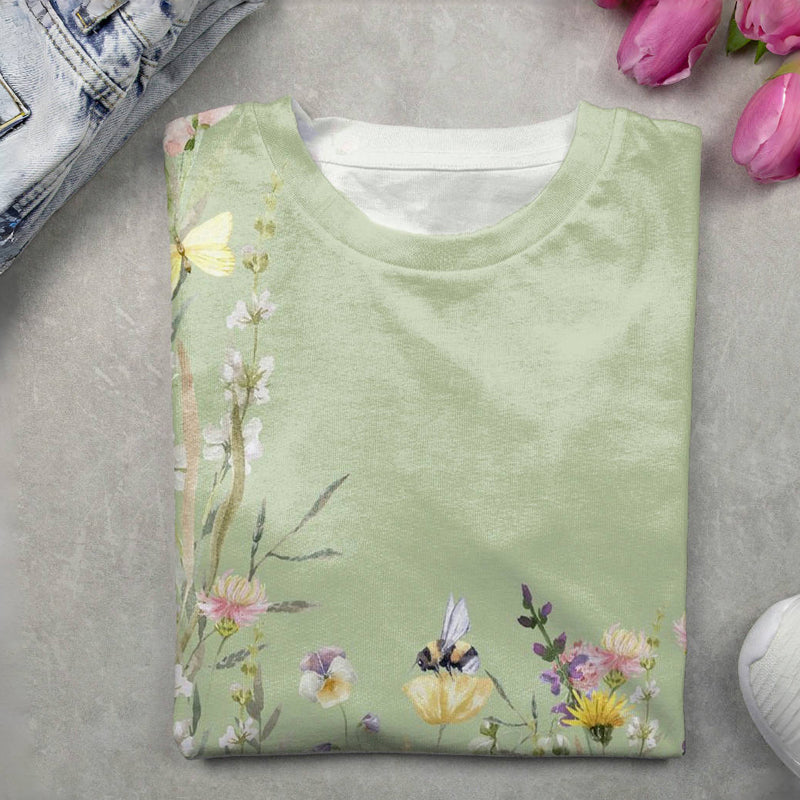 Vintage T-Shirt Med Blommigt Tryck – Lena & Monica