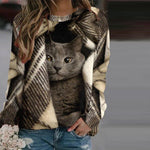 Kreativ Sweatshirt Med Katttryck