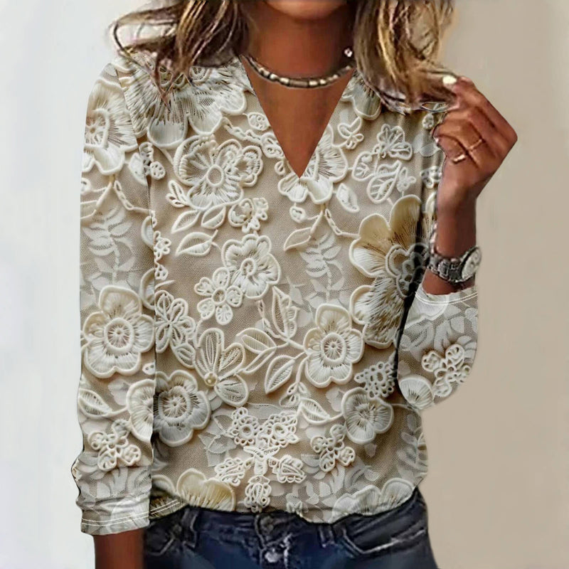 Vintage T-Shirt Med Blommigt Tryck – Lena & Monica