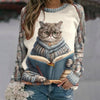 Kreativ Sweatshirt Med Katttryck