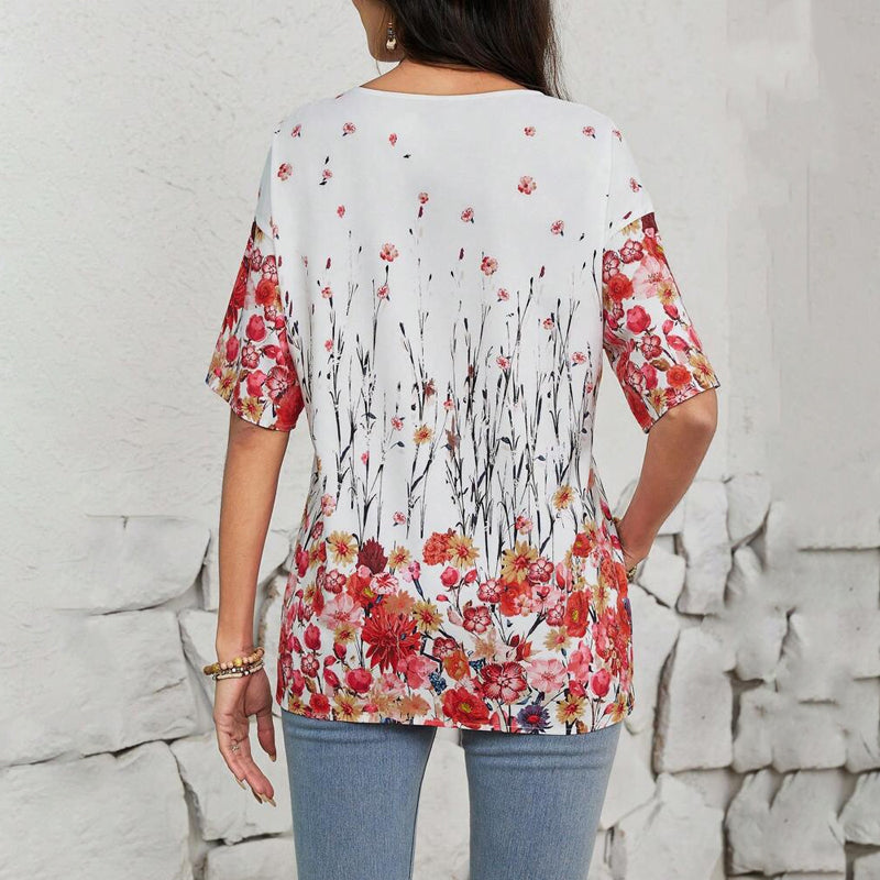 Vintage T-Shirt Med Blommigt Tryck – Lena & Monica