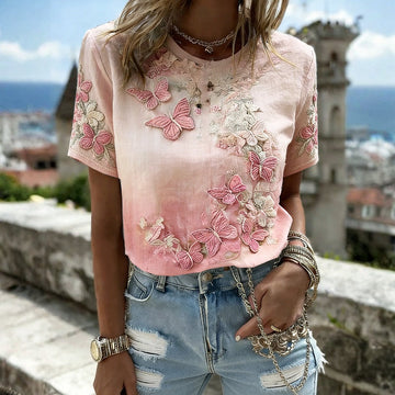 Vintage T-Shirt Mit Blumendruck