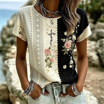 Vintage T-Shirt Mit Blumendruck