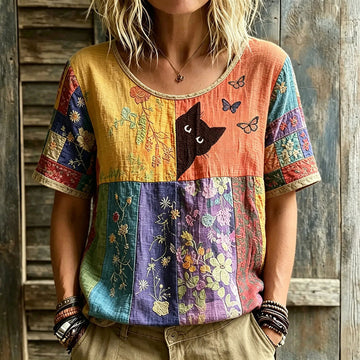 Vintage T-Shirt Mit Blumendruck