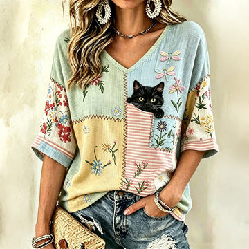 Buntes T-Shirt Mit Geometrischem Druck