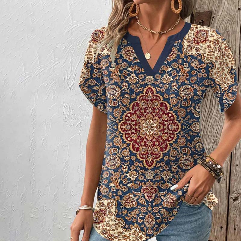 Vintage T-Shirt Med Etniskt Tryck – Lena & Monica