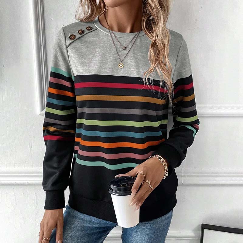 Casual Färgglad Randig Sweatshirt