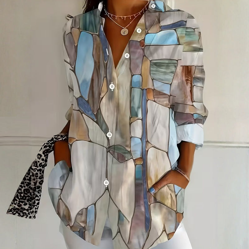 Buntes T-Shirt Mit Geometrischem Druck