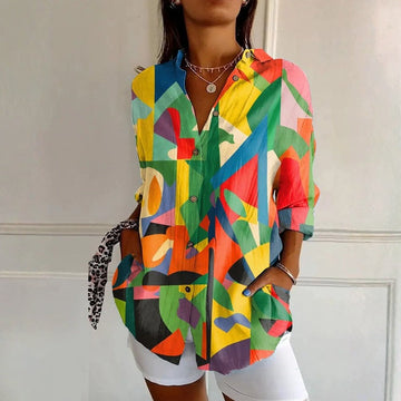 Bedruckte Bluse Im Vintage-Ethno-Stil