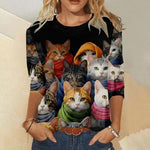 Kreativ T-Shirt Med Katttryck