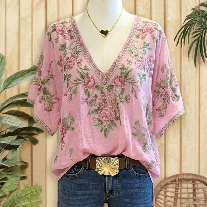 Vintage T-Shirt Mit Blumendruck