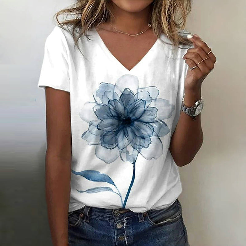 Vintage T-Shirt Med Blommigt Tryck – Lena & Monica
