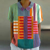 Vintage Färgglad Randig Blus