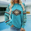 Vintage Sweatshirt Med Geometriskt Tryck