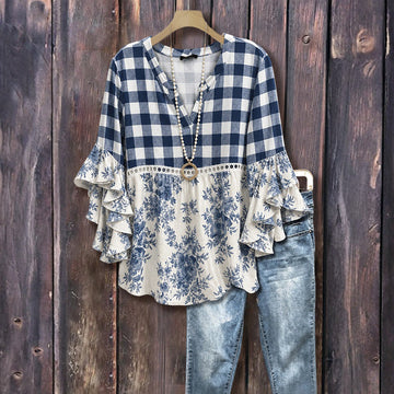 Bedruckte Bluse Im Vintage-Ethno-Stil