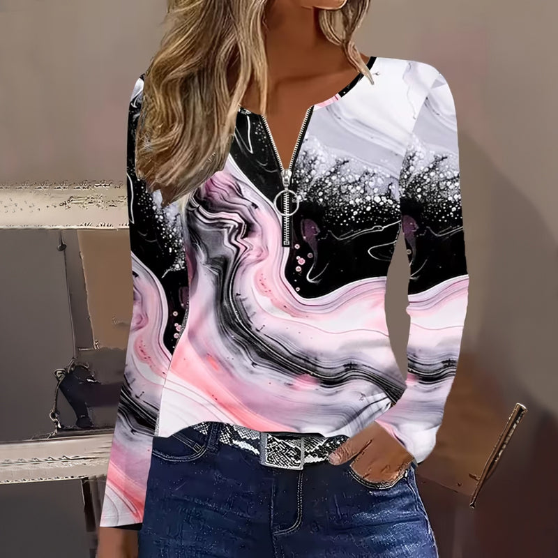 Bluse Mit Herz- Und Blumendruck