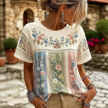 Lässiges T-Shirt Mit Katzen-Print