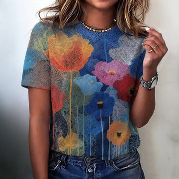 Lässige Bluse Mit Blattdruck