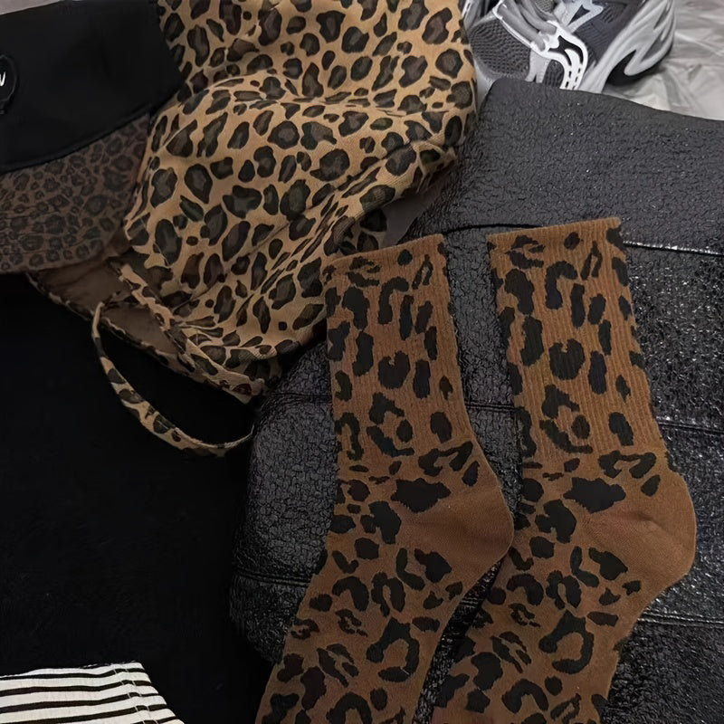 Vintage Strumpor Med Leopardtryck