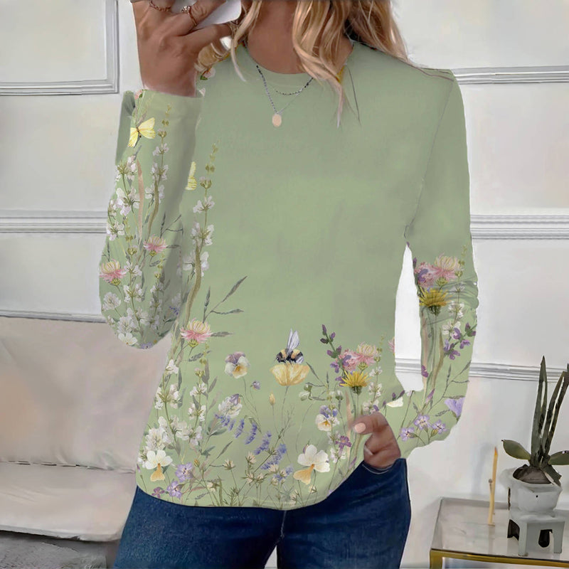 Vintage T-Shirt Med Blommigt Tryck – Lena & Monica