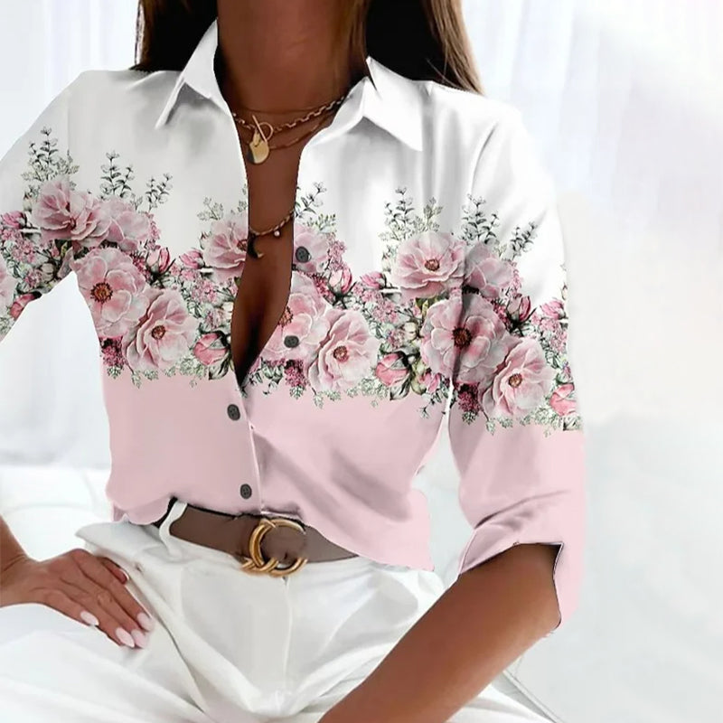 Casual Blus Med Blommönster