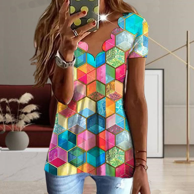 Färgglad Geometrisk T-Shirt