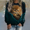 Kreativ Sweatshirt Med Katttryck