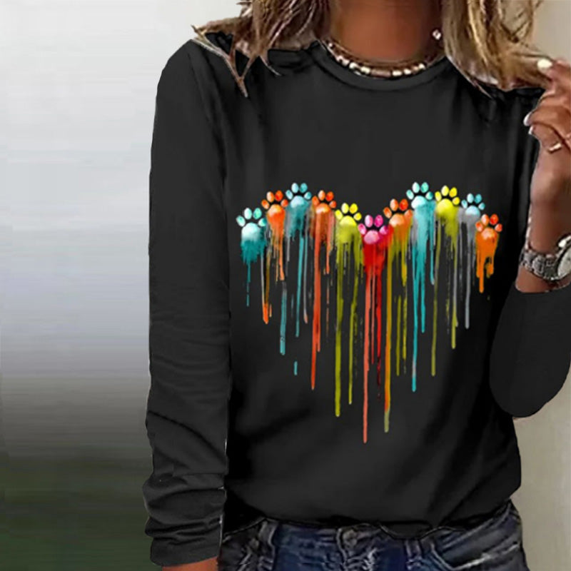 【100 % Bomull】 T-Shirt Med Kreativt Tryck