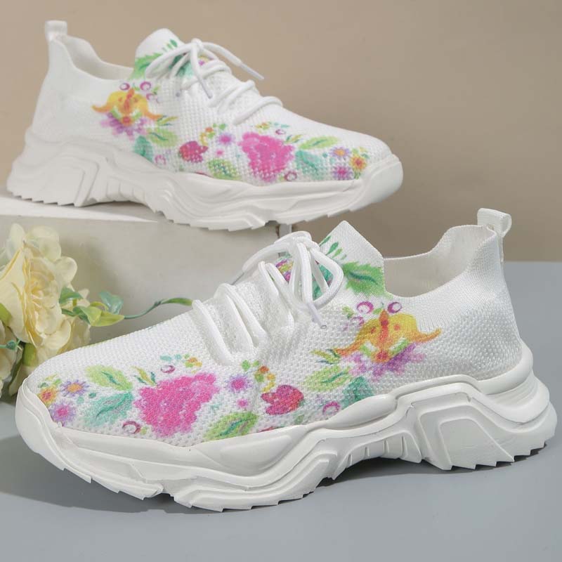 Enkla Sneakers Med Blommönster