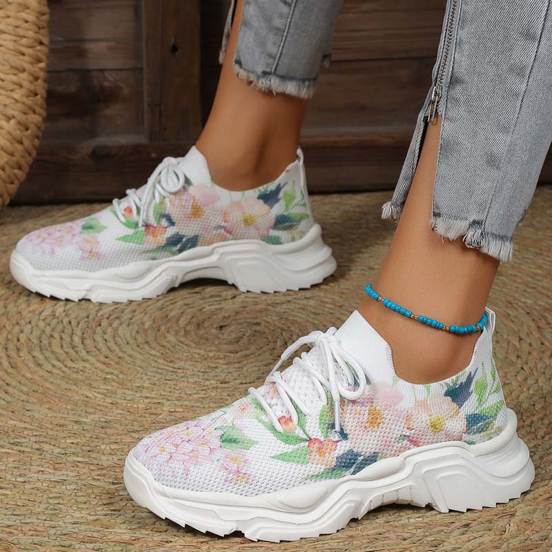 Enkla Sneakers Med Blommönster