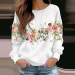 Casual Sweatshirt Med Blommönster
