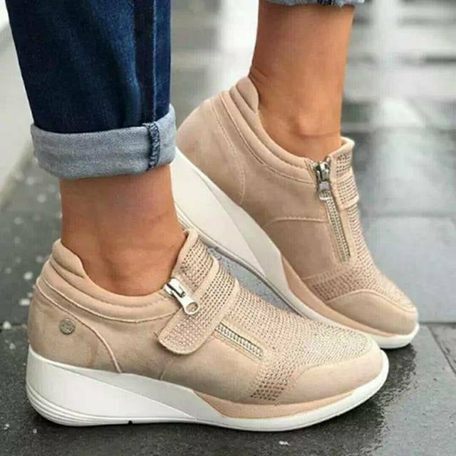 Casual Wedges Dragkedja Sneakers